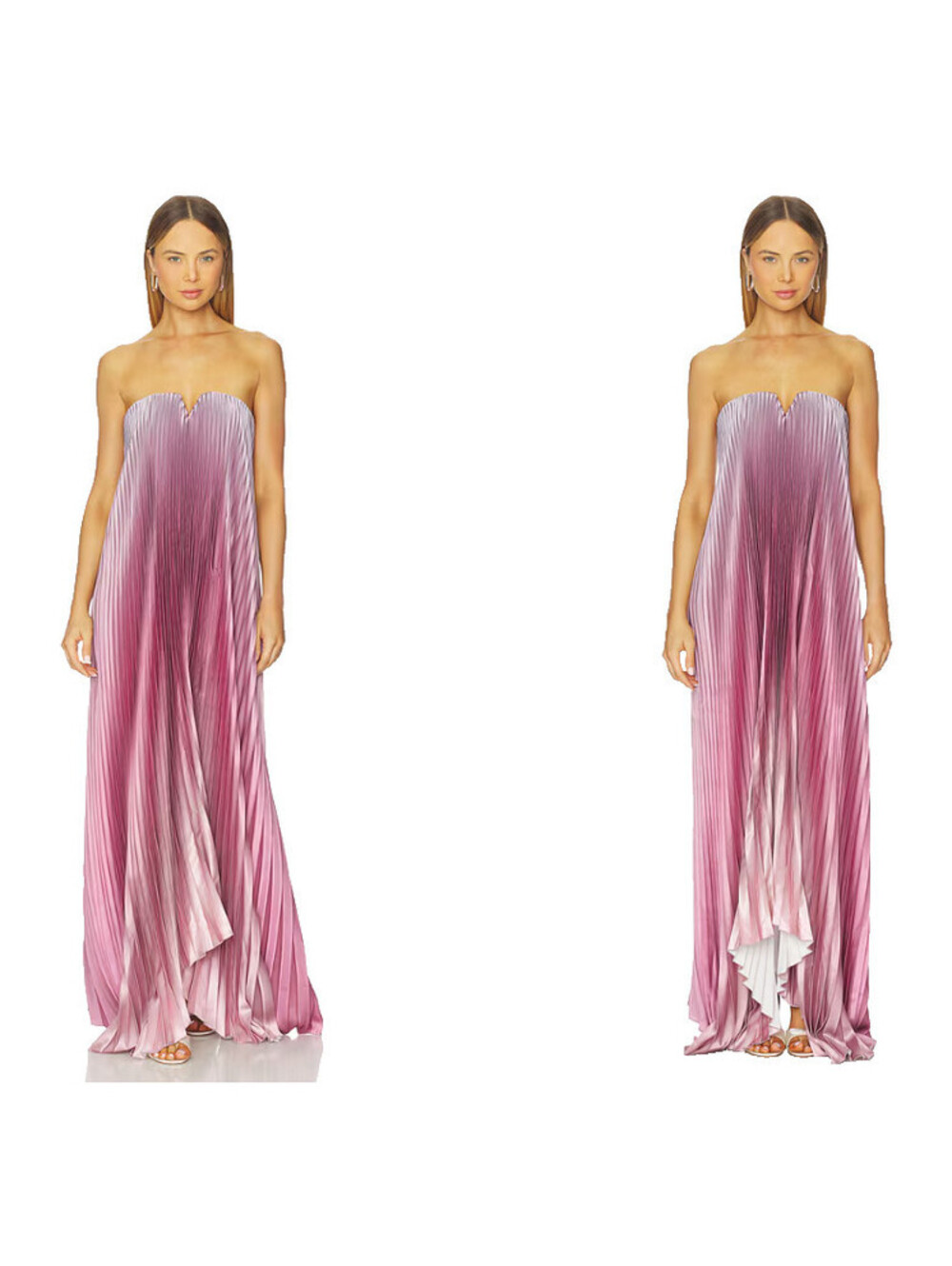 L'IDEE Black Tie Gown Pleated Ombre Strapless Pleated size 2 NWT $559msrp